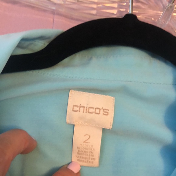 Chico’s Modal Button Top Roll up Sleeves Tab SZ 2 - Picture 5 of 6